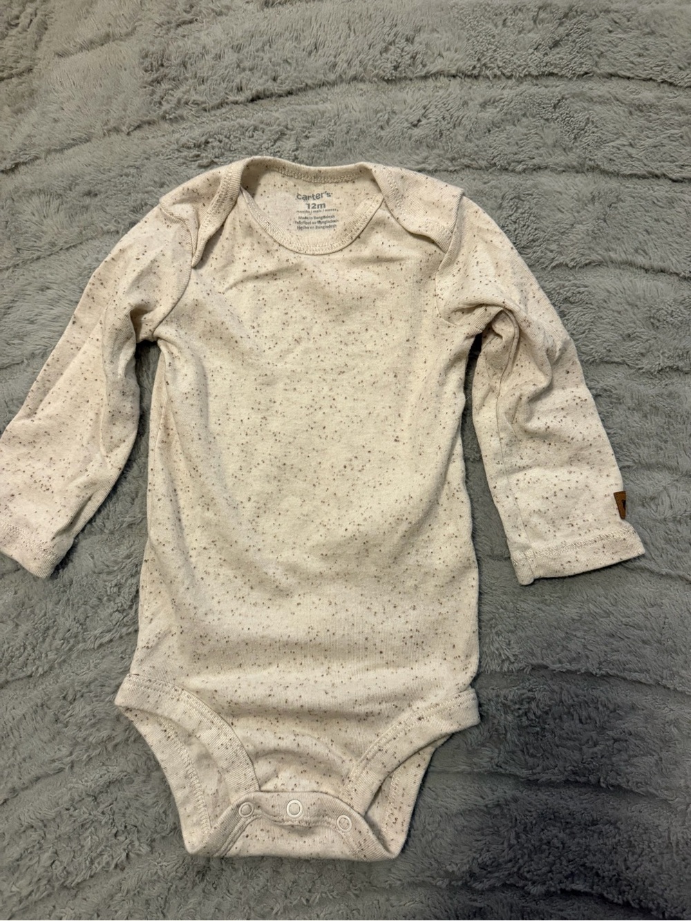 Carter's Cream Speckled Long-Sleeve One-Piece Bodysuit